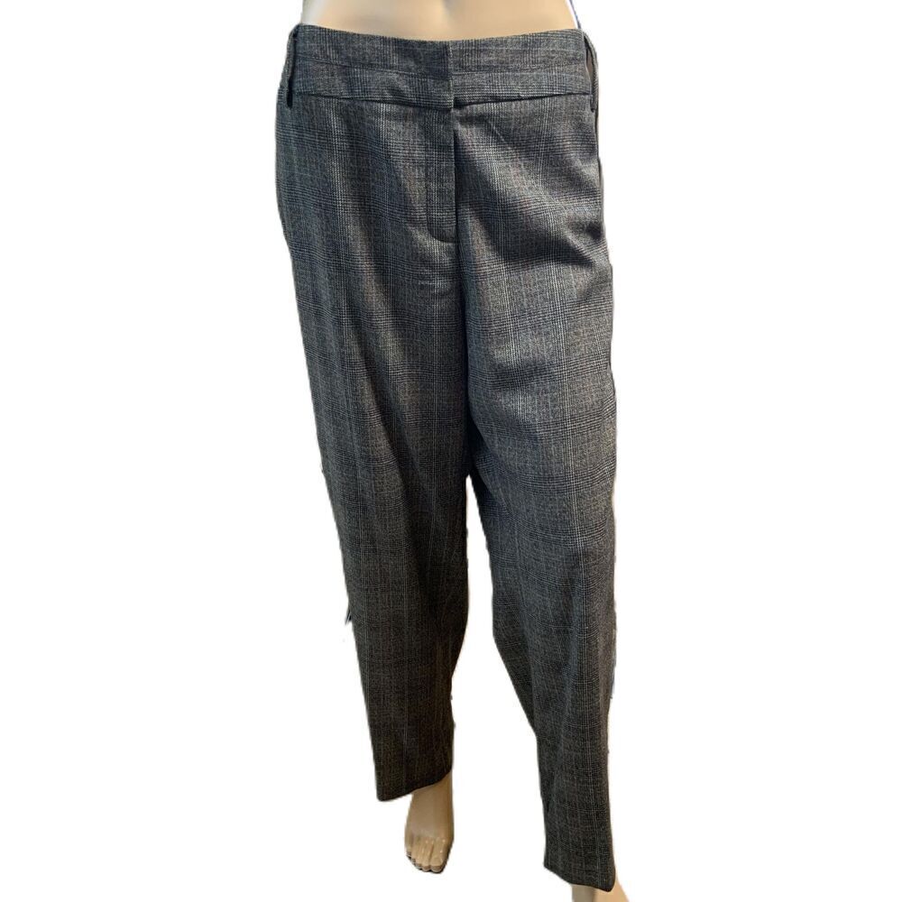 Dressbarn Grey Plaid Vintage Business Straight Leg Trousers Sz‎ 18W NWT